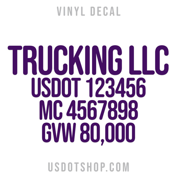 Company Name Truck Decal with Regulation Lines