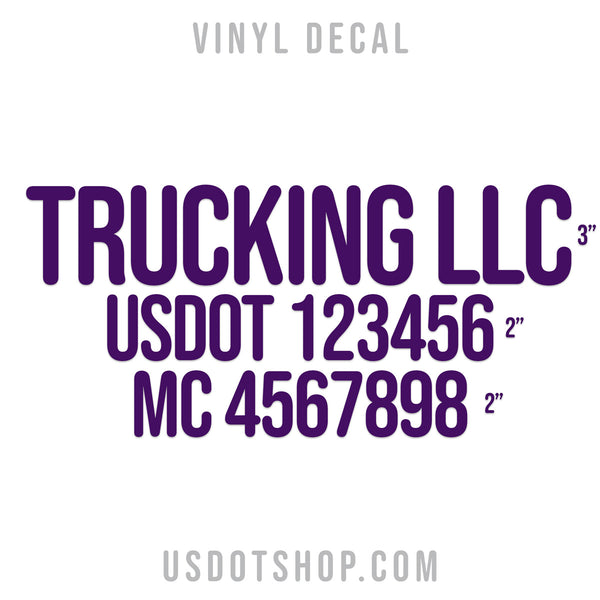 Company Name Three Line Truck Decal, USDOT (2 Pack)