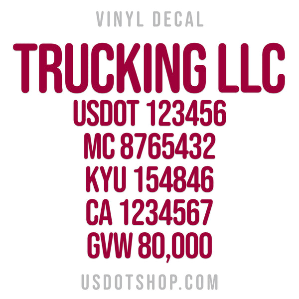 Company Name Truck Decal with Regulation Lines