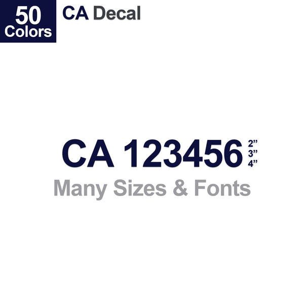 CA Number Truck Decal (2 Pack)