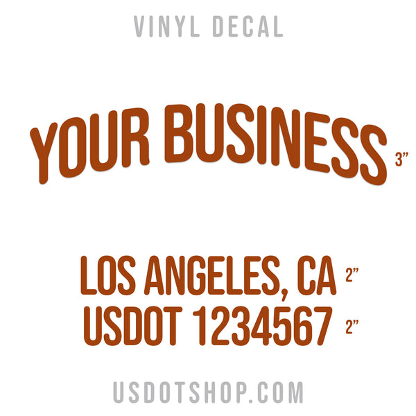 Arched Company Name Three Line Truck Decal, USDOT (2 Pack)