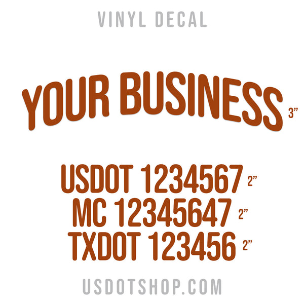 Arched Company Name Four Line Truck Decal, USDOT (2 Pack)