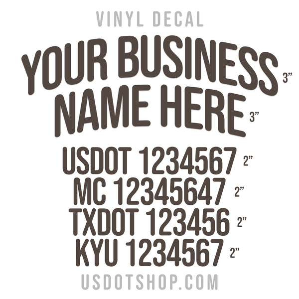 Arched Company Name Six Line Truck Decal, USDOT (2 Pack)