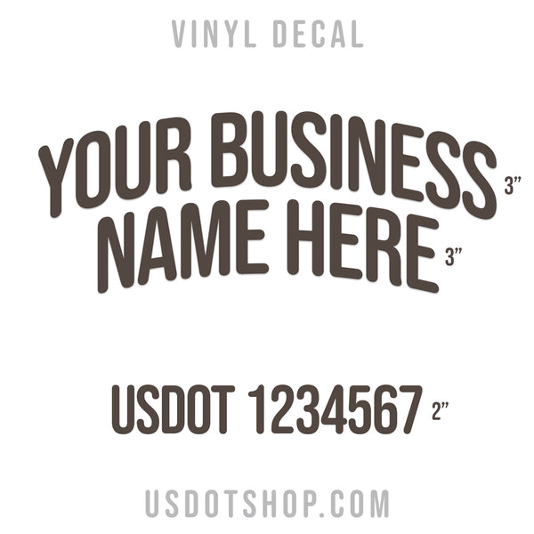 Arched Company Name Three Line Truck Decal, USDOT (2 Pack)
