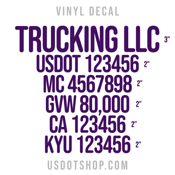 Company Name Six Line Truck Decal (2 Pack)