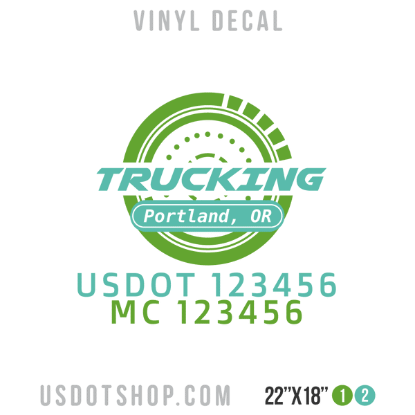 Company Name 1 Line + 3 Location Or Regulation Numbers Truck Lettering Decal (USDOT, MC), 2 Pack