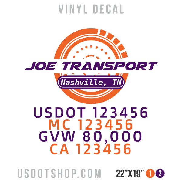 Truck Door Decal, Company Name, Location, USDOT, MC, GVW