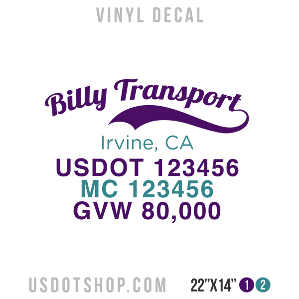 Truck Door Decal, Company Name, Location, USDOT, MC, GVW