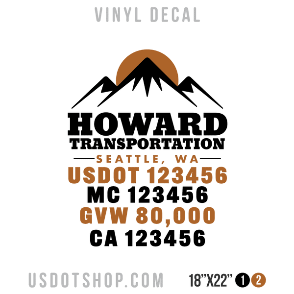 Truck Door Decal, Company Name, Location, USDOT, MC, GVW, CA