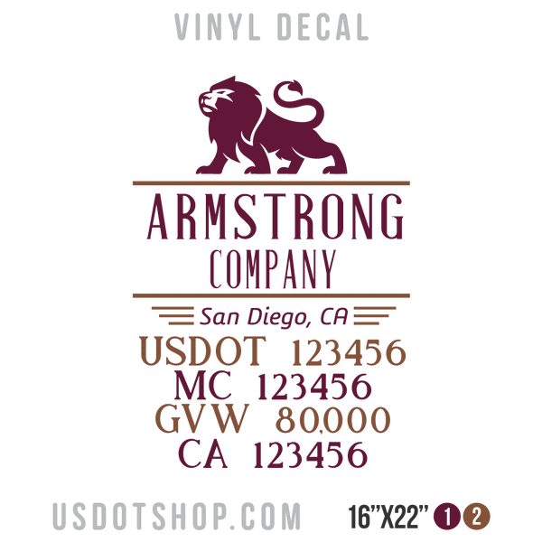 Truck Door Decal, Company Name, Location, USDOT, MC, GVW, CA