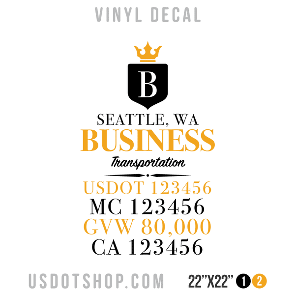 Truck Door Decal, Company Name, Location, USDOT, MC, GVW, CA