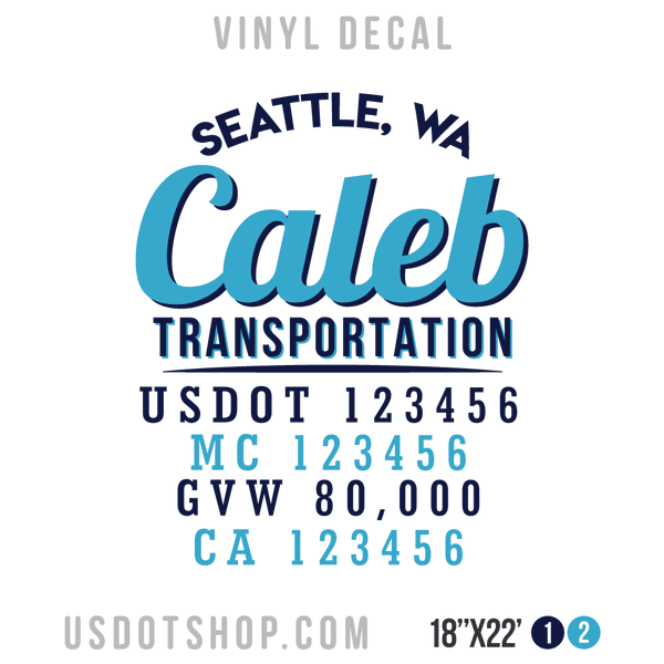 Truck Door Decal, Company Name, Location, USDOT, MC, GVW, CA