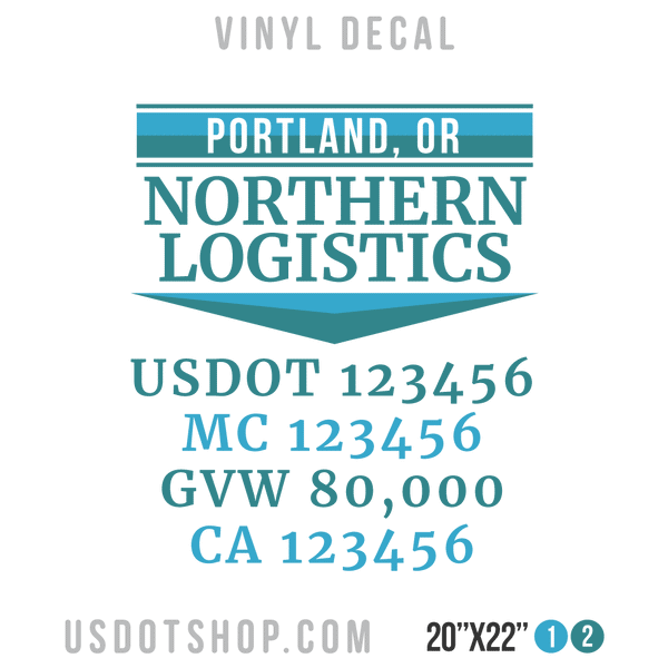 Truck Door Decal, Company Name, Location, USDOT, MC, GVW, CA
