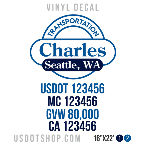 Truck Door Decal, Company Name, Location, USDOT, MC, GVW, CA