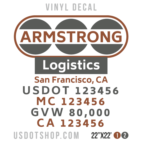 Truck Door Decal, Company Name, Location, USDOT, MC, GVW, CA