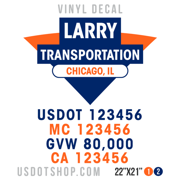 Truck Door Decal, Company Name, Location, USDOT, MC, GVW, CA