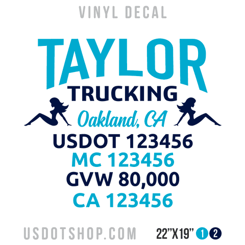 Truck Door Decal, Company Name, Location, USDOT, MC, GVW, CA