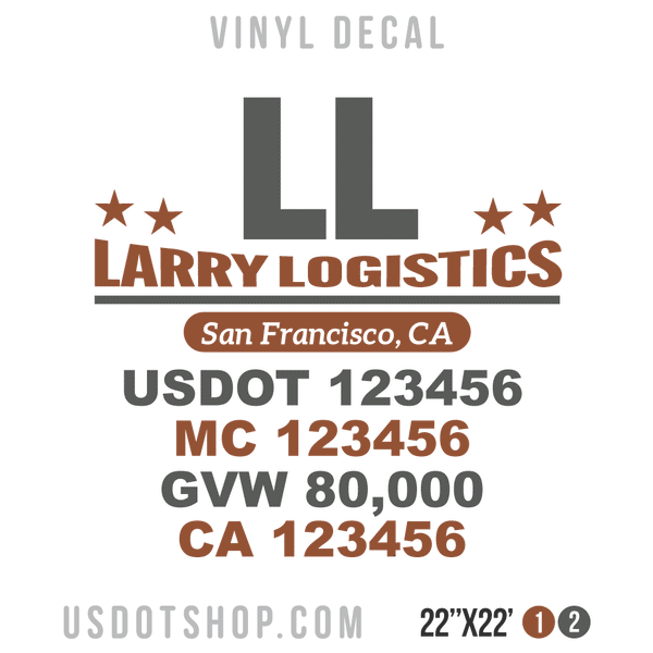 Truck Door Decal, Company Name, Location, USDOT, MC, GVW, CA
