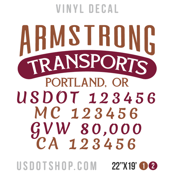Truck Door Decal, Company Name, Location, USDOT, MC, GVW, CA