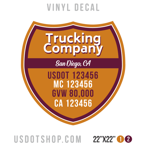 Truck Door Decal, Company Name, Location, USDOT, MC, GVW, CA
