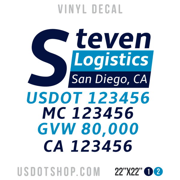 Truck Door Decal, Company Name, Location, USDOT, MC, GVW, CA