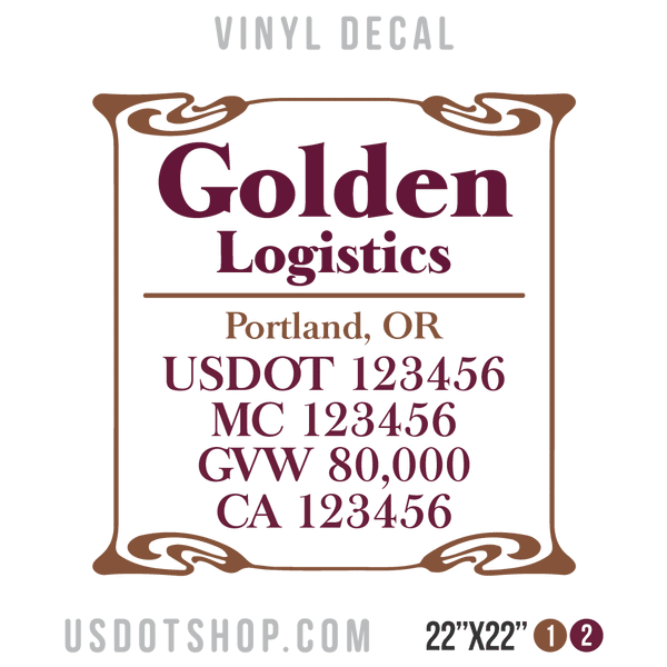 Truck Door Decal, Company Name, Location, USDOT, MC, GVW, CA