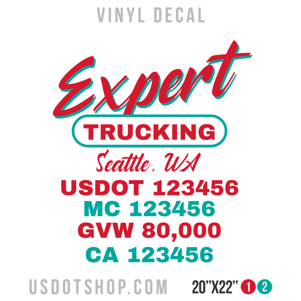 Truck Door Decal, Company Name, Location, USDOT, MC, GVW, CA