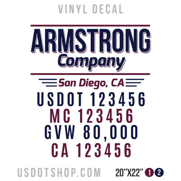 Truck Door Decal, Company Name, Location, USDOT, MC, GVW, CA