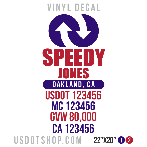 Truck Door Decal, Company Name, Location, USDOT, MC, GVW, CA