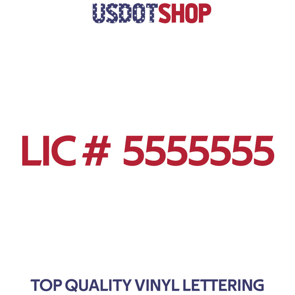 LIC # number decal