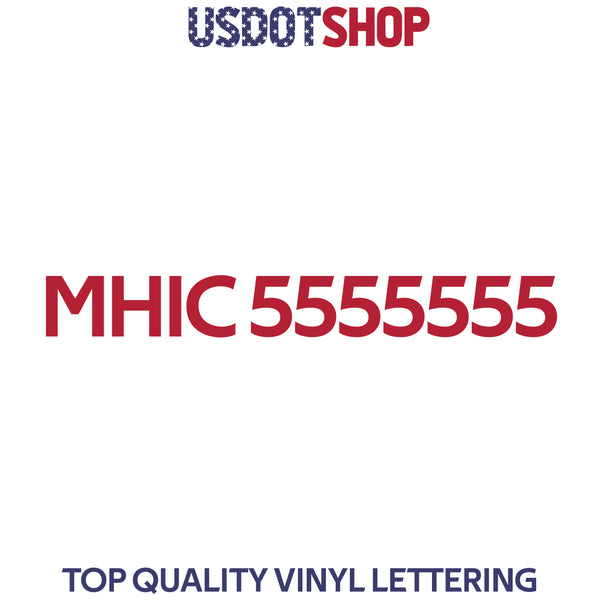 MHIC number decal
