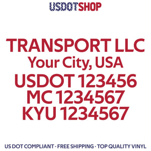 transport company name, usdot mc kyu number decal sticker