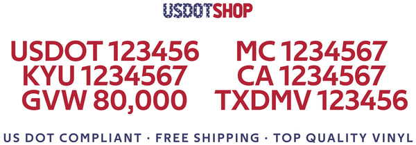 usdot mc kyu ca gvw txdmv decal