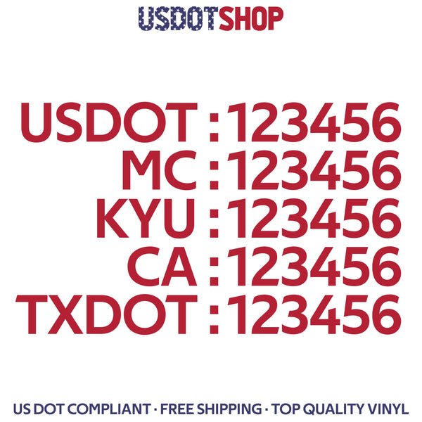 usdot mc kyu ca txdot number decal