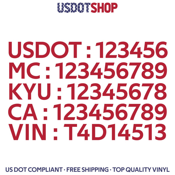usdot mc kyu ca vin decal sticker
