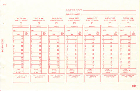 FMCSA Driver's Time Record For Short Haul Operations (Original)