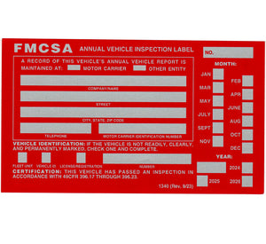 FMCSA Annual Vehicle Inspection Label Decal Sticker (Red)