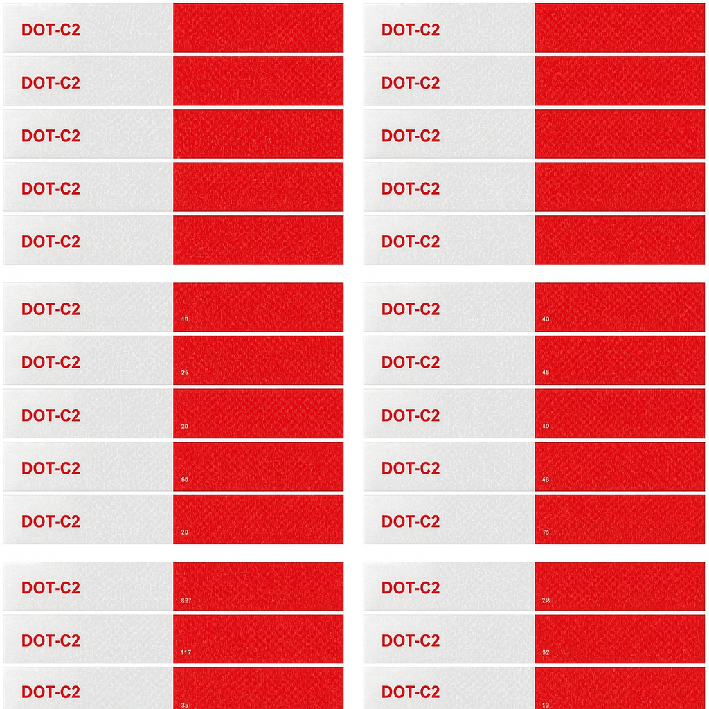 Magnetic DOT Reflectors | White & Red Magnetic Reflective Strip DOT Reflector | 2" x 18"
