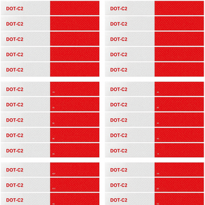 Magnetic DOT Reflectors | White & Red Magnetic Reflective Strip DOT Reflector | 2" x 18"