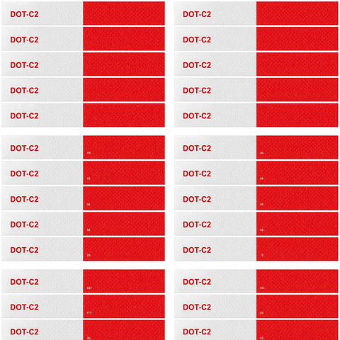 Magnetic DOT Reflectors | White & Red Magnetic Reflective Strip DOT Reflector | 2" x 18"