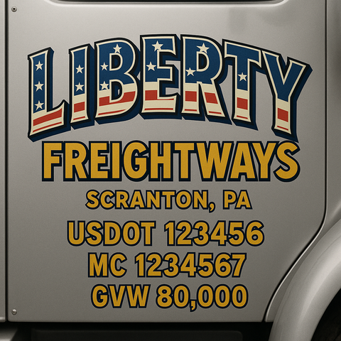 Custom Designed Trucking, Logistics, Truck Door Decal Lettering Sticker Sign Decal with USDOT, MC, GVW, CA, KYU (Set of 2)
