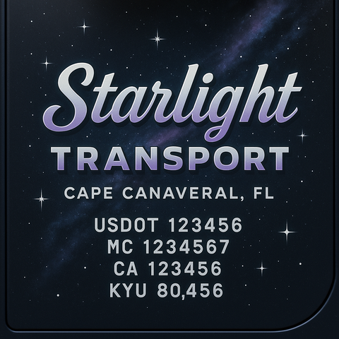 Custom Designed Trucking, Logistics, Truck Door Decal Lettering Sticker Sign Decal with USDOT, MC, GVW, CA, KYU (Set of 2)
