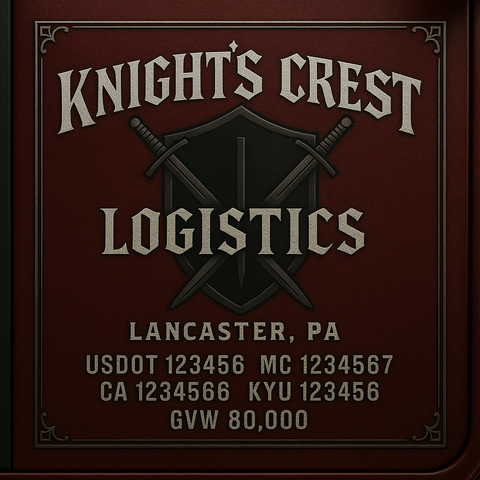Custom Designed Trucking, Logistics, Truck Door Decal Lettering Sticker Sign Decal with USDOT, MC, GVW, CA, KYU (Set of 2)