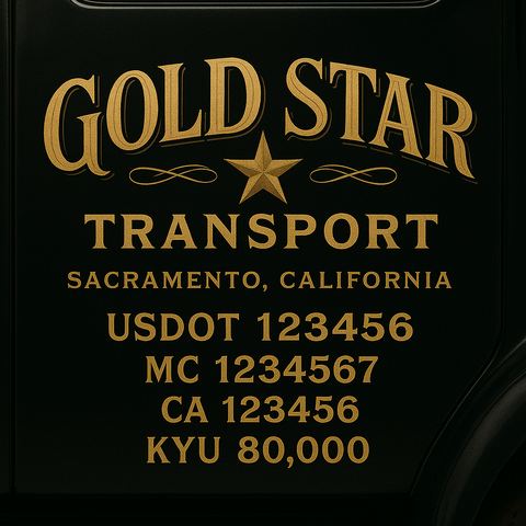 Custom Designed Trucking, Logistics, Truck Door Decal Lettering Sticker Sign Decal with USDOT, MC, GVW, CA, KYU (Set of 2)