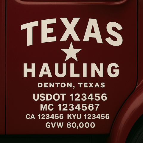 Custom Designed Trucking, Logistics, Truck Door Decal Lettering Sticker Sign Decal with USDOT, MC, GVW, CA, KYU (Set of 2)