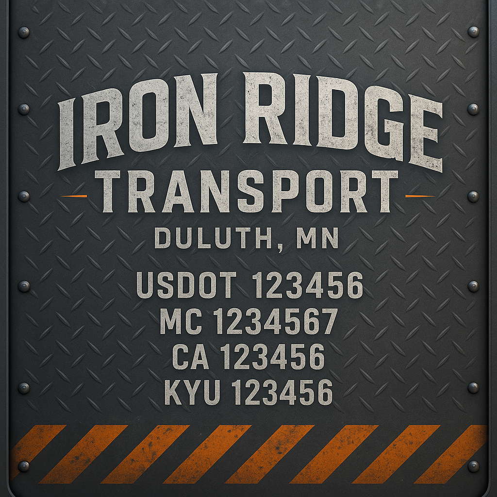 Custom Designed Trucking, Logistics, Truck Door Decal Lettering Sticker Sign Decal with USDOT, MC, GVW, CA, KYU (Set of 2)
