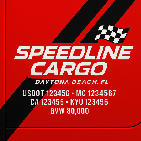 Custom Designed Trucking, Logistics, Truck Door Decal Lettering Sticker Sign Decal with USDOT, MC, GVW, CA, KYU (Set of 2)