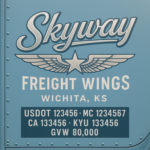 Custom Designed Trucking, Logistics, Truck Door Decal Lettering Sticker Sign Decal with USDOT, MC, GVW, CA, KYU (Set of 2)