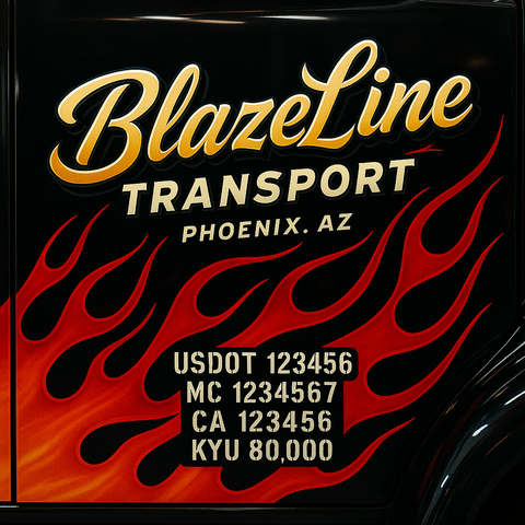 Custom Designed Trucking, Logistics, Truck Door Decal Lettering Sticker Sign Decal with USDOT, MC, GVW, CA, KYU (Set of 2)