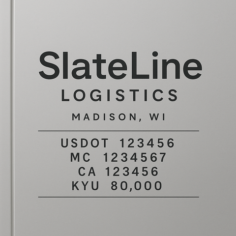 Custom Designed Trucking, Logistics, Truck Door Decal Lettering Sticker Sign Decal with USDOT, MC, GVW, CA, KYU (Set of 2)